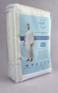 QuadraCool Bamboo Cotton Ihram for Hajj packaging featuring innovative 4-layer design and temperature control technology.
